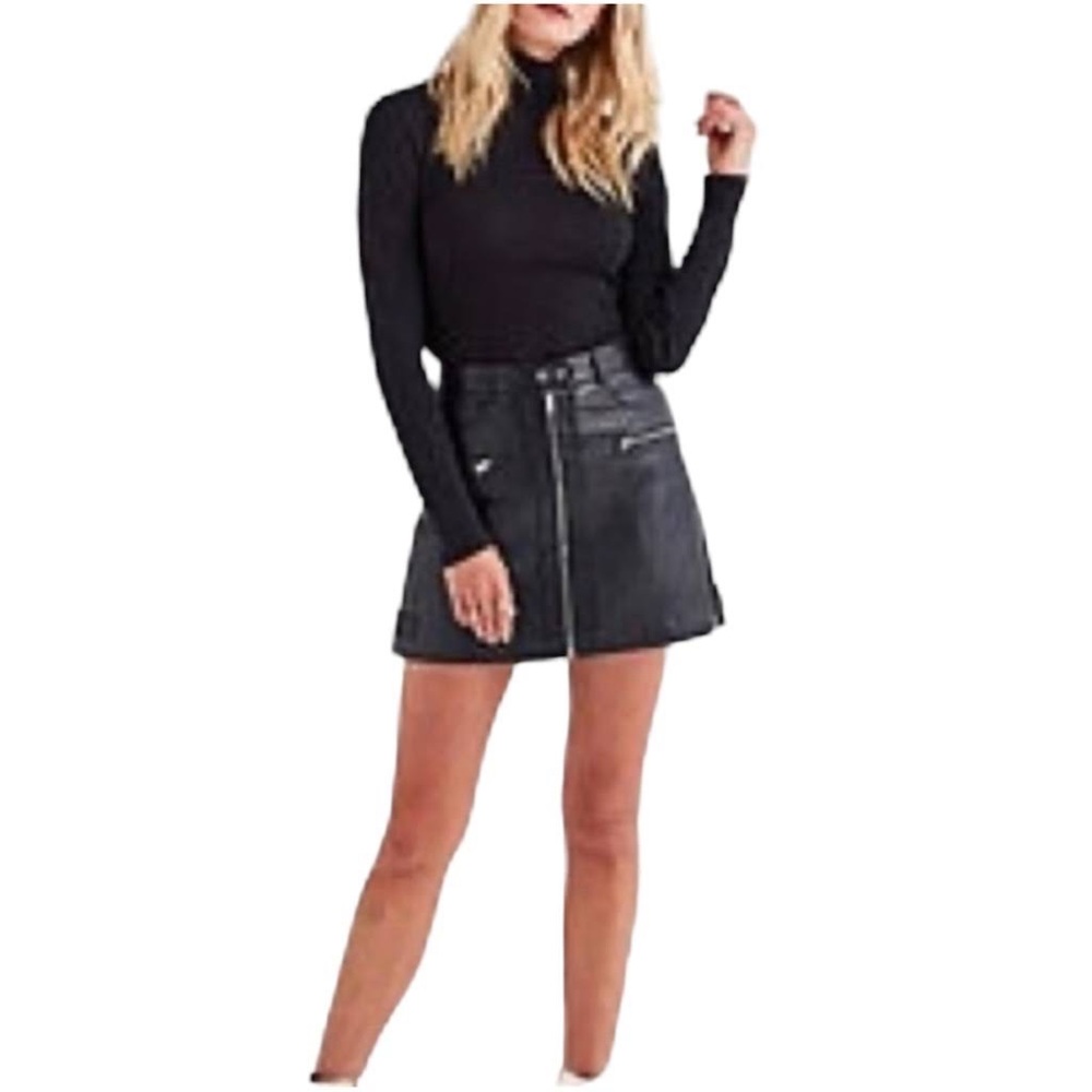 7 For all Mankind leather like mini skirt